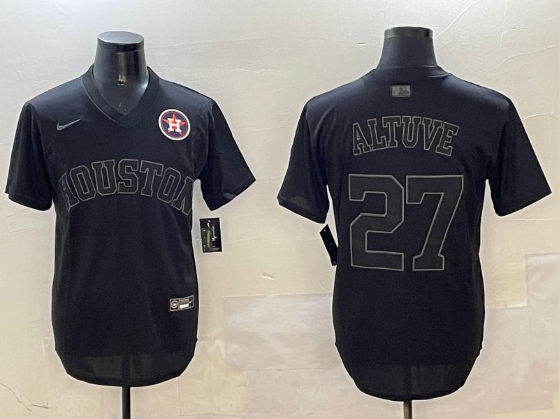 Men Houston Astros 27 Altuve Black Game Fashion 2025 Nike MLB Jersey style 9